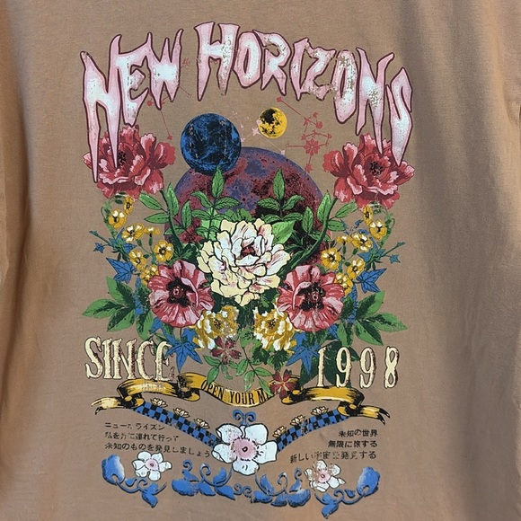 Bershka New Horizons Floral Graphic muscle Tee size M - Picture 2 of 4